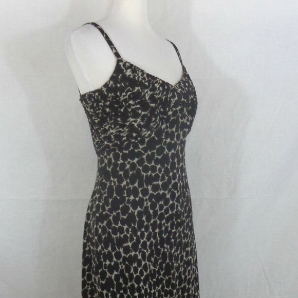 Ann Taylor Brown Ivory Animal Print Silk Dress 8 - Picture 3 of 6